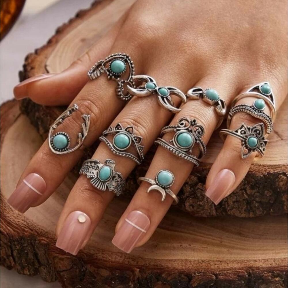 Trinity Silver Boho Ring Set - image 1